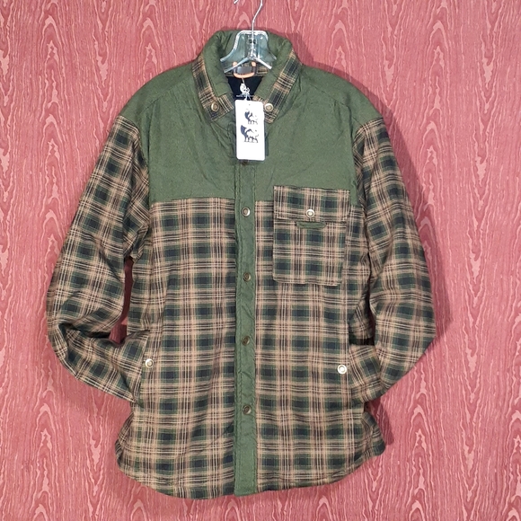 DAVID OUTERWEAR Plaid Hunter Green Lined Flannel Rustic Shirt Jacket Men's Lg - Picture 3 of 15